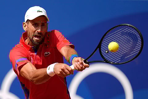 Novak Djokovic palys against Spain's Carlos Alcaraz